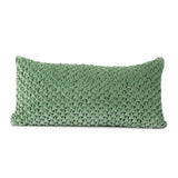 V Knot Pattern Cotton Velvet 24" x 12" Filled Cushion (Green)