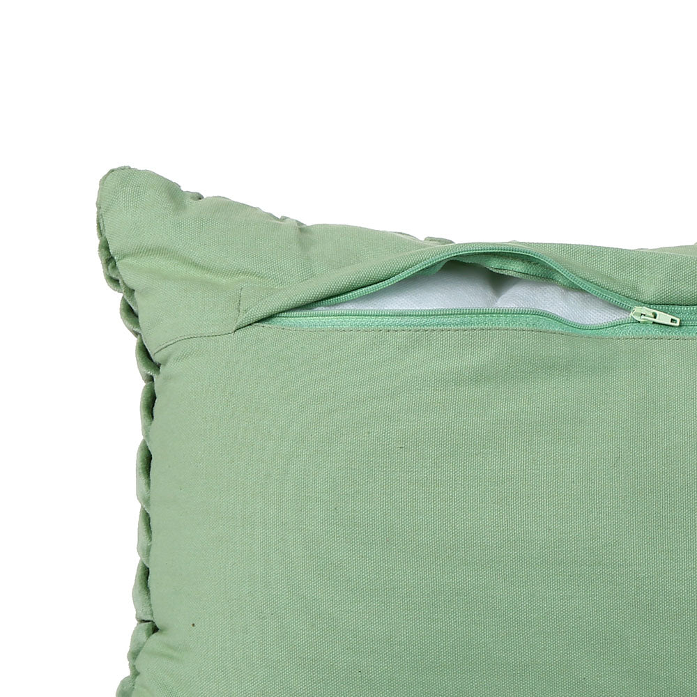 V Knot Pattern Cotton Velvet 24" x 12" Filled Cushion (Green)