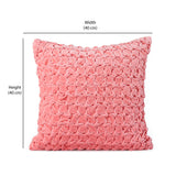 Square Knot Pattern Cotton Velvet 16" x 16" Filled Cushion (Pink)