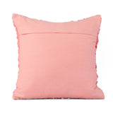 Square Knot Pattern Cotton Velvet 16" x 16" Filled Cushion (Pink)