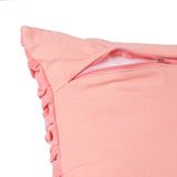 Square Knot Pattern Cotton Velvet 16" x 16" Filled Cushion (Pink)