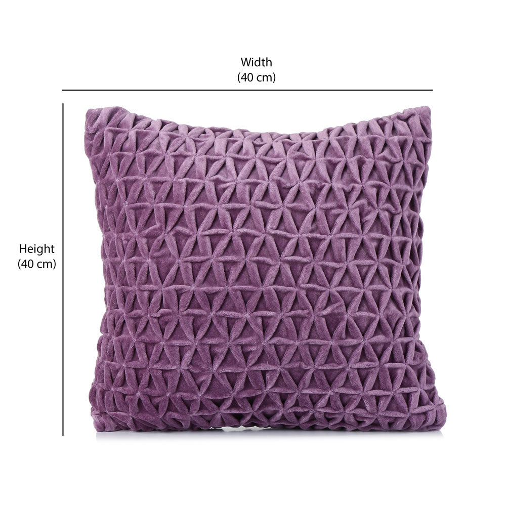 Star Knot Pattern Cotton Velvet 16" x 16" Filled Cushion (Purple)