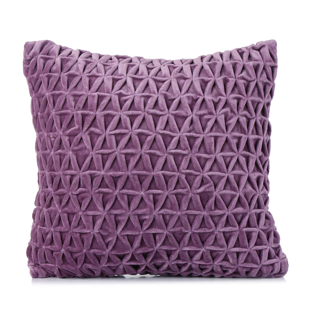 Star Knot Pattern Cotton Velvet 16" x 16" Filled Cushion (Purple)