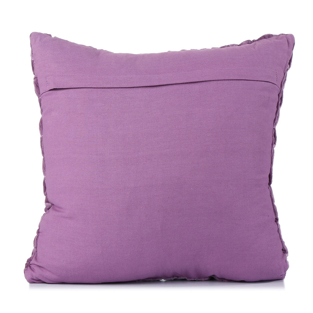 Star Knot Pattern Cotton Velvet 16" x 16" Filled Cushion (Purple)