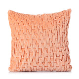 Rectangular Knot Pattern Cotton Velvet 16" x 16" Filled Cushion (Orange)