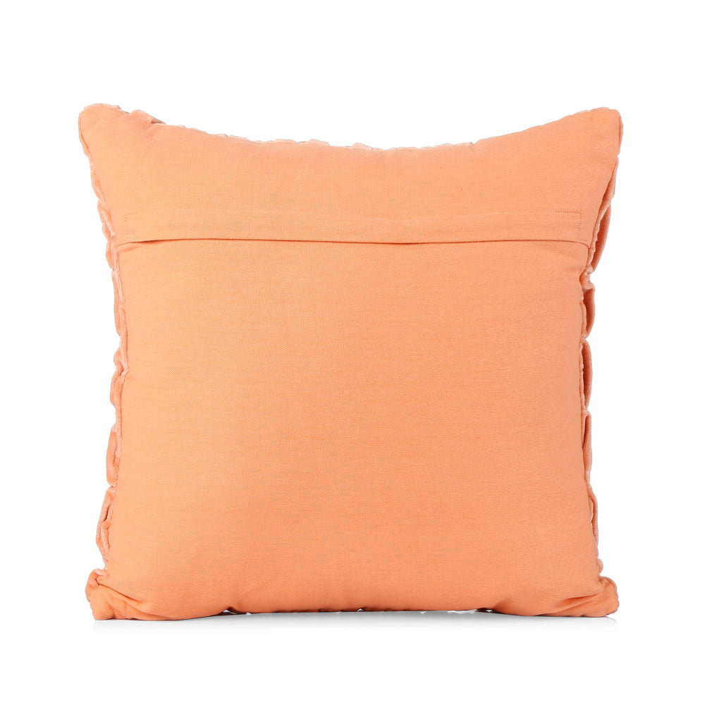 Rectangular Knot Pattern Cotton Velvet 16" x 16" Filled Cushion (Orange)