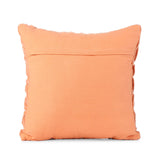 Rectangular Knot Pattern Cotton Velvet 16" x 16" Filled Cushion (Orange)