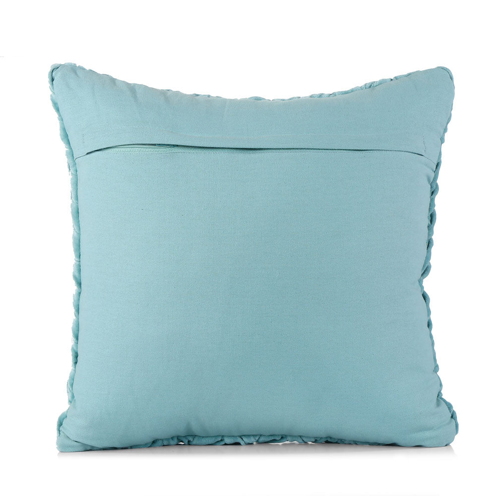 Chevron Knot Pattern Cotton Velvet 16" x 16" Filled Cushion (Blue)