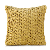 Zig Zag Knot Pattern Cotton Velvet 16" x 16" Filled Cushion (Yellow)