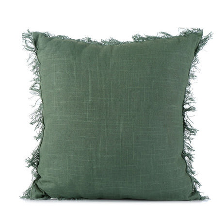 Solid Cotton 16" x 16" Filled Cushion (Green)