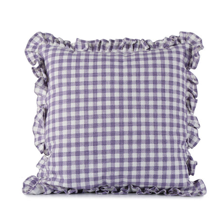 Checkered Cotton 16" x 16" Filled Cushion (Purple)