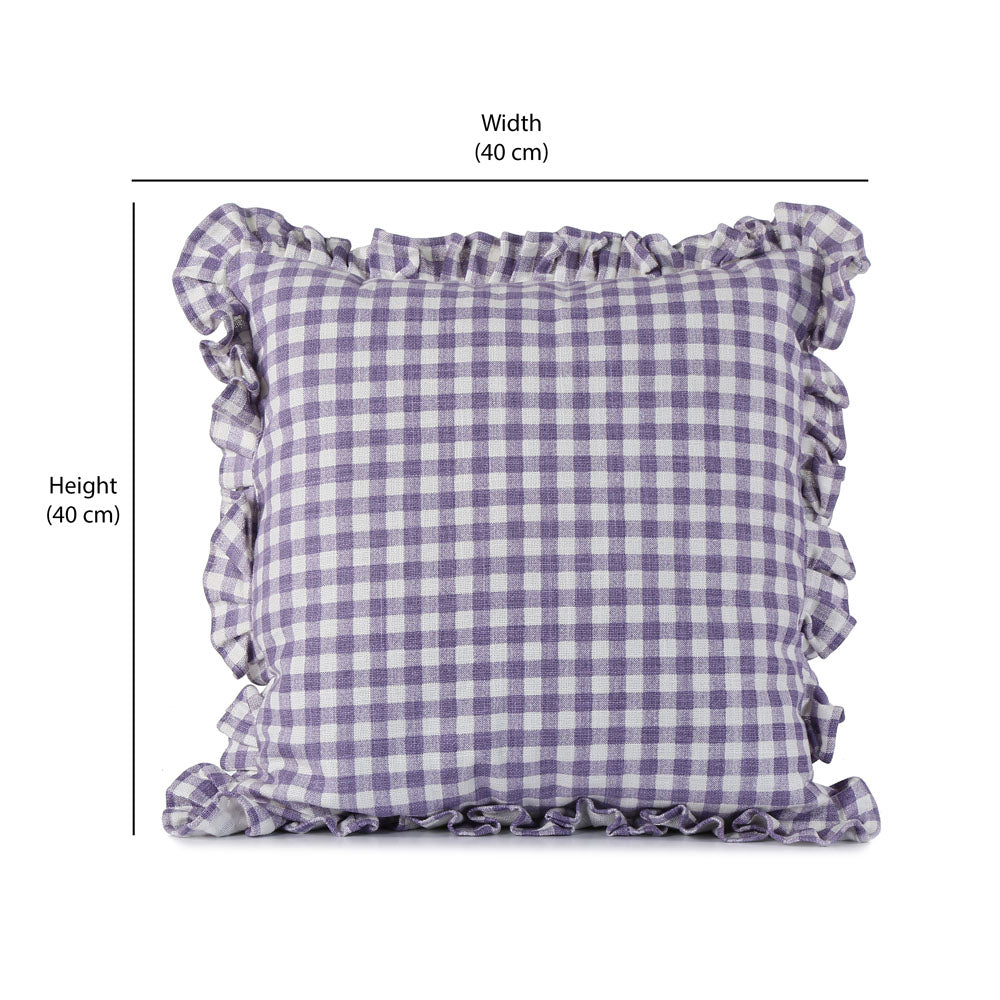 Checkered Cotton 16" x 16" Filled Cushion (Purple)