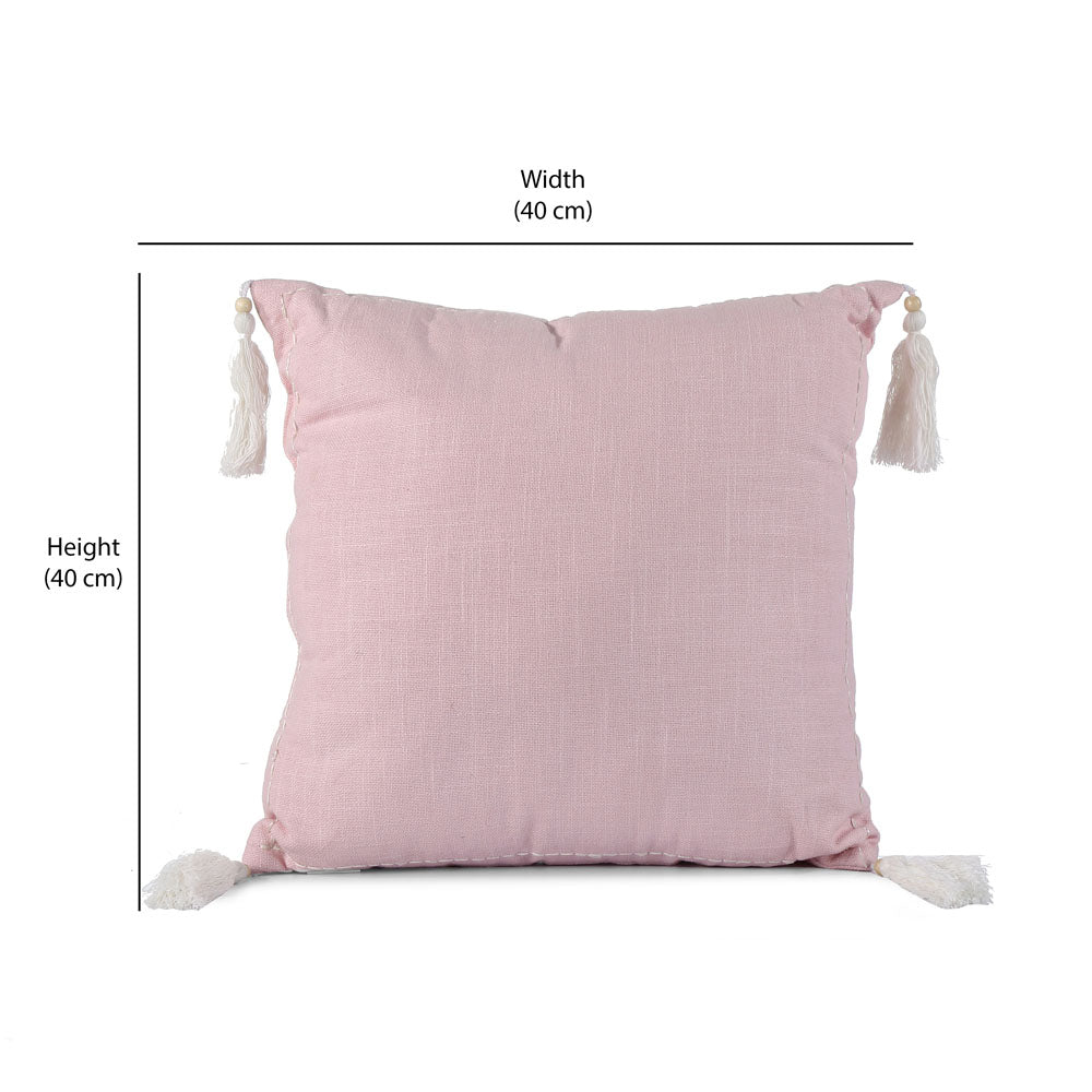 Solid Cotton 16" x 16" Filled Cushion (Pink)