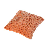 Rectangular Knot Pattern Cotton Velvet 16" x 16" Filled Cushion (Orange)