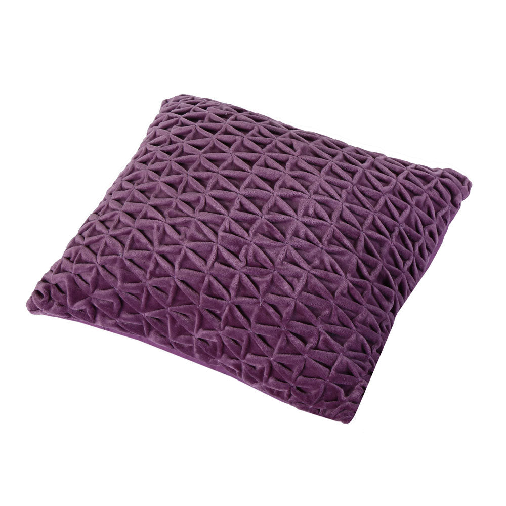 Star Knot Pattern Cotton Velvet 16" x 16" Filled Cushion (Purple)