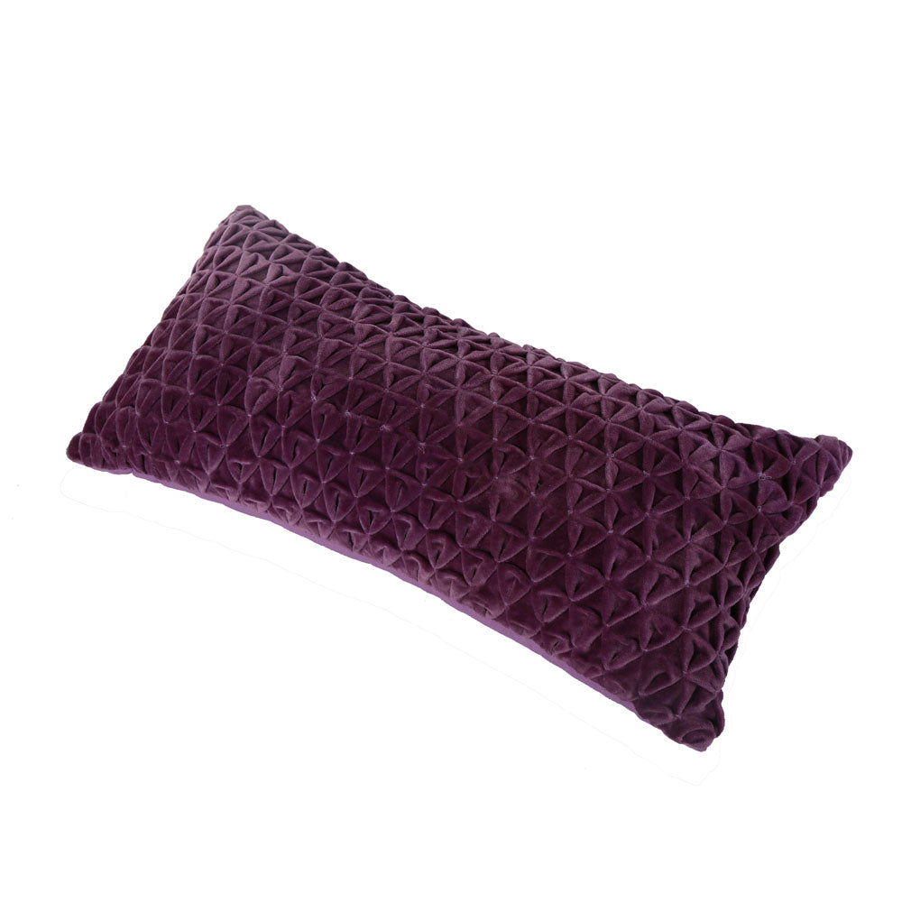 Star Knot Pattern Cotton Velvet 24" x 12" Filled Cushion (Purple)