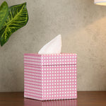 Checkered Mini Cuboid Tissue Box (Pink)