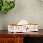 Floral Design Rectangular Tissue Box (Orange)