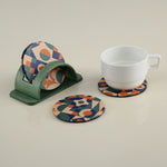 Geometric Round Shaped Coasters Set of 4 (Multicolor)