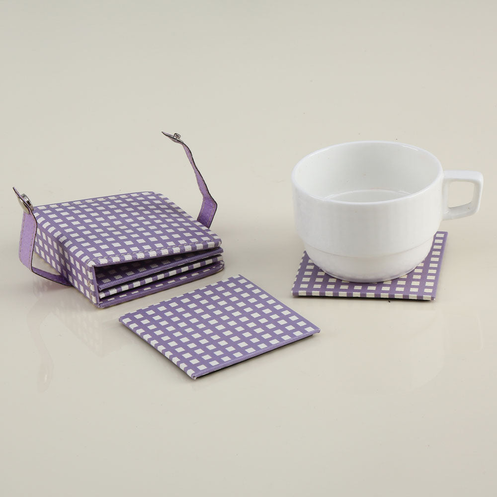 Checkered Design Coasters Set of 4 (Purple)