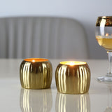 Decorative Metal Votive With Wax Set of 2 (Gold)