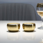 Round Shaped Decorative Metal Votive With Wax Set of 2 (Gold)