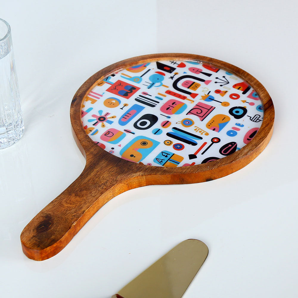 Round Wooden Pizza Platter (Brown)