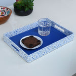 Floral Canvas & MDF Serving Tray (Blue)