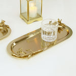 Decorative Oval Metal Serving Tray (Small, Gold)