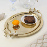 Decorative Oval Metal Serving Tray (Gold)