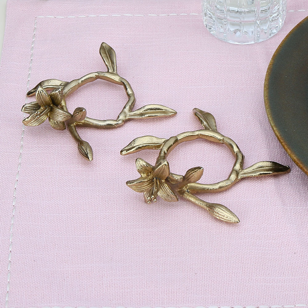 Decorative Metal Napkin Rings Set of 2 (Gold)