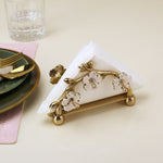 Decorative Floral Design Metal Tissue Holder (Gold)