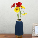 Decorative Ceramic Bottle Vase (Blue & Gold)