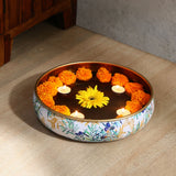 Nilkamal Floral Round Metal Urli Bowl (Multicolor)