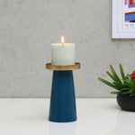 Decorative Metal Taper Candle Holder (Teal & Gold)