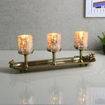 Decorative 3 Votives Metal & Glass Candle Stand (Pink & Gold)