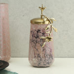 Lily Twigs Glass & Metal Urn (Small, Pink & Gold)