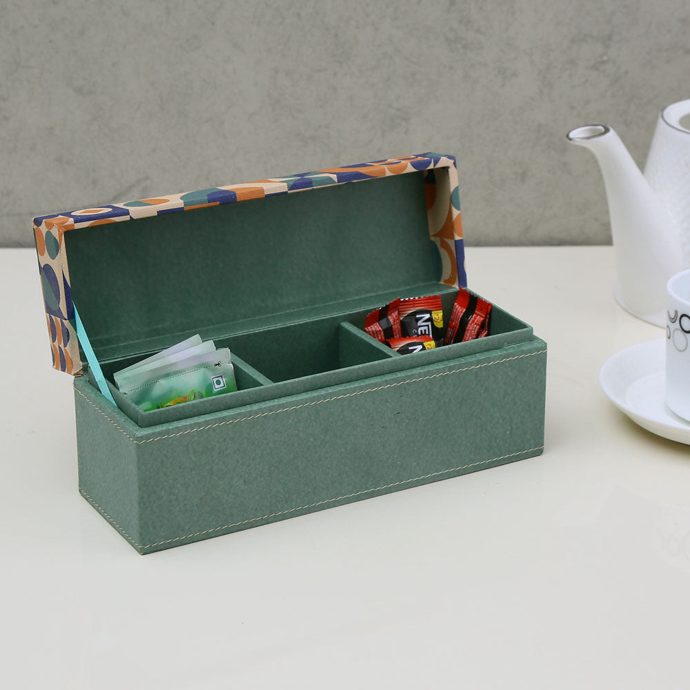 Geometric Three Section Utility Organiser Box (Green)