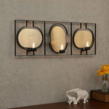 Decorative Three Ovals Iron Wall Sconce (Black & Gold)