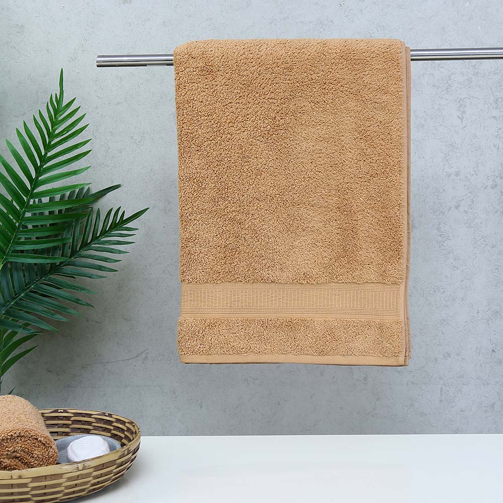 Solid 480 GSM Cotton Bath Towel (75 x 150 cm, Beige)