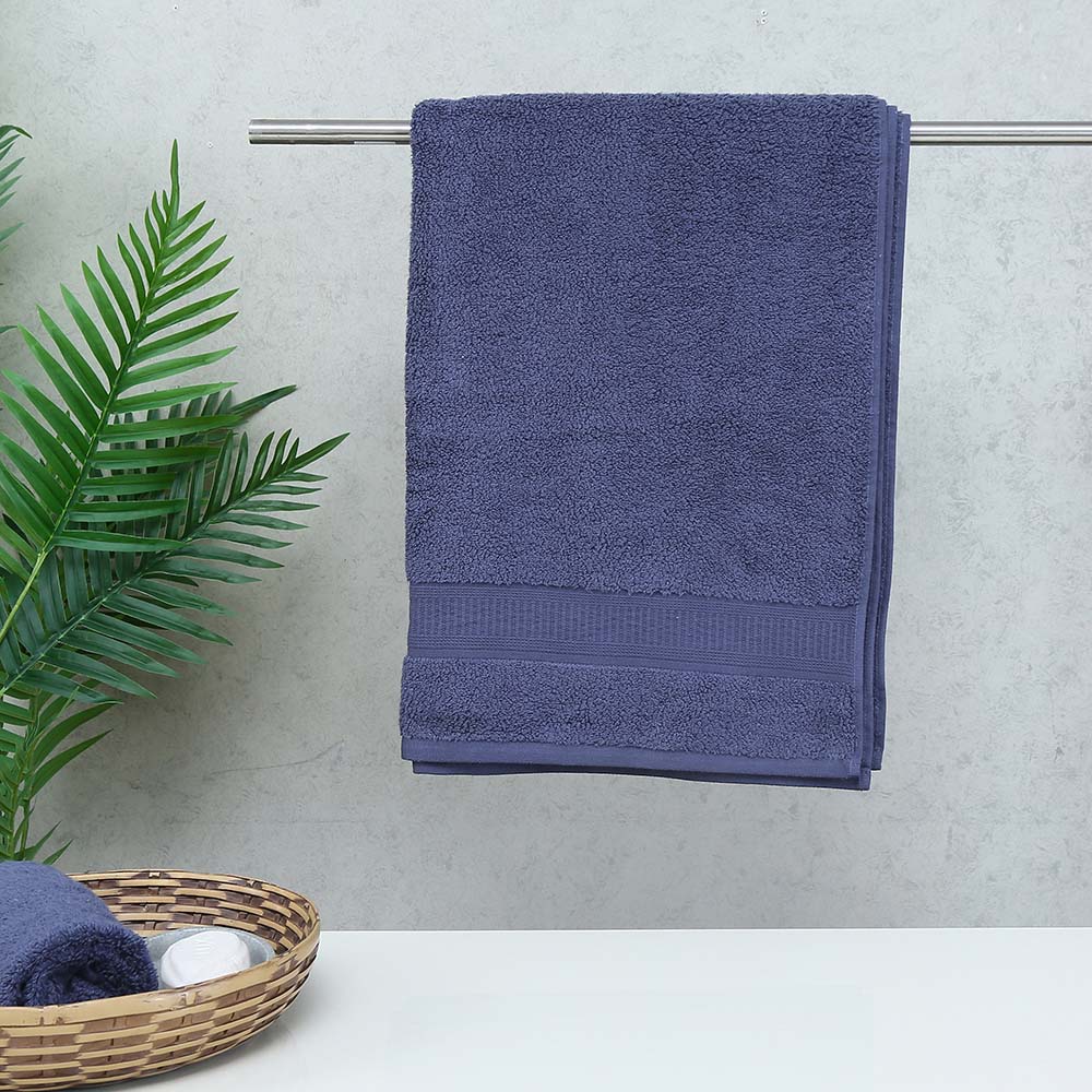 Solid 480 GSM Cotton Bath Towel (75 x 150 cm, Blue)