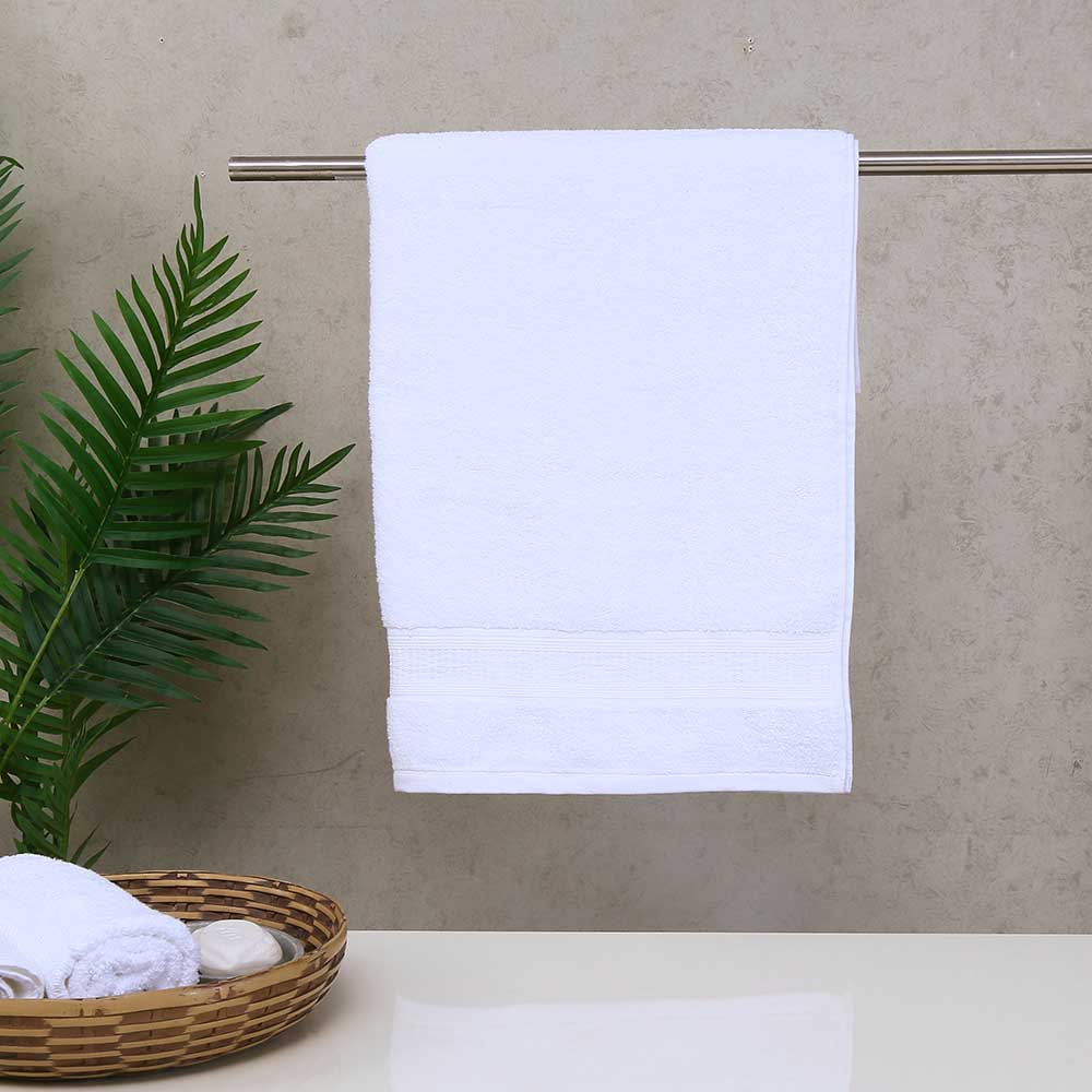 Solid 480 GSM Cotton Bath Towel (75 x 150 cm, White)