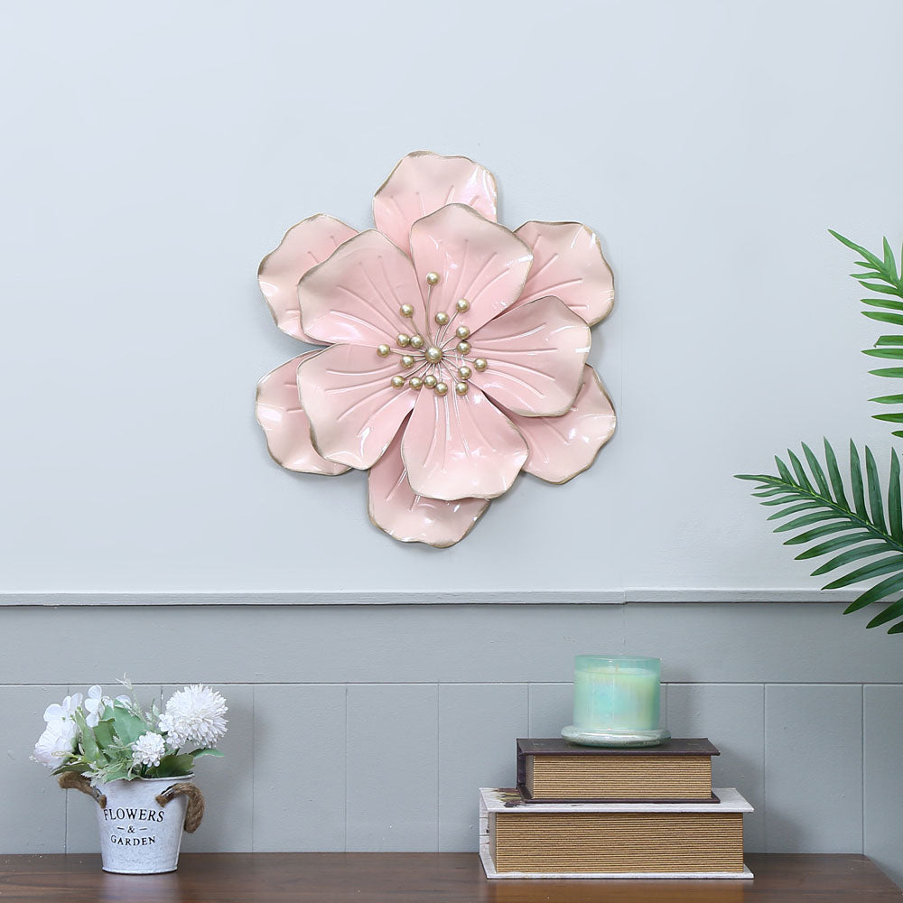 Two Layer Flower Iron Wall Decor (Pink)