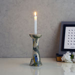 Bird and Leaf Ceramic Candle Holder (Small, Green & White)