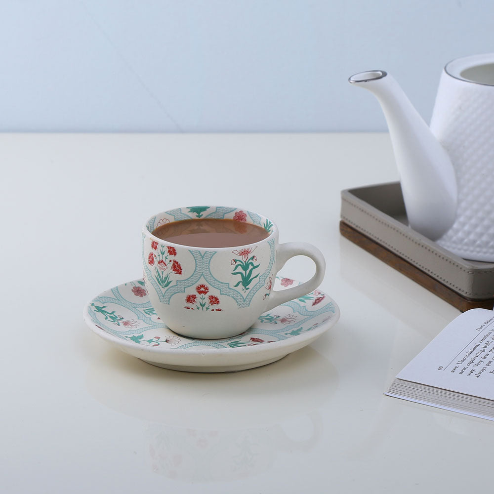 Floral Cup & Saucer Set (Green)