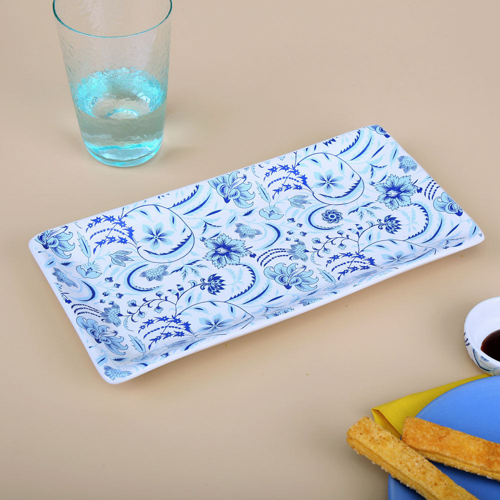 Floral Design Serving Platter (Blue)