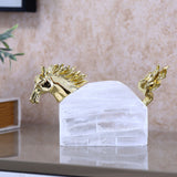 Abstract Horse Stone & Metal Showpiece (White & Gold)