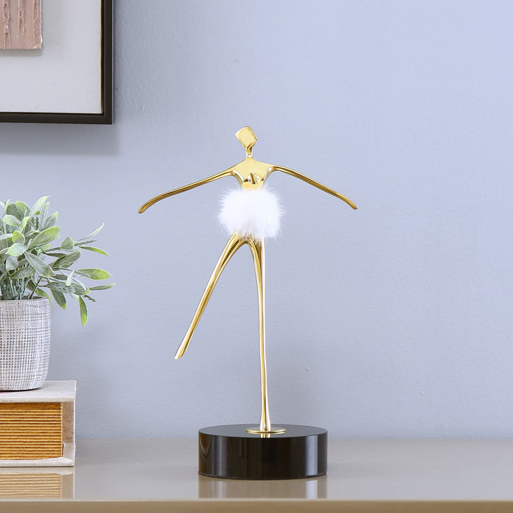 Ballerina Dancing Metal Showpiece (Gold)