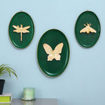 3D Butterfly Plates Metal Wall Decor Set of 3 (Green)