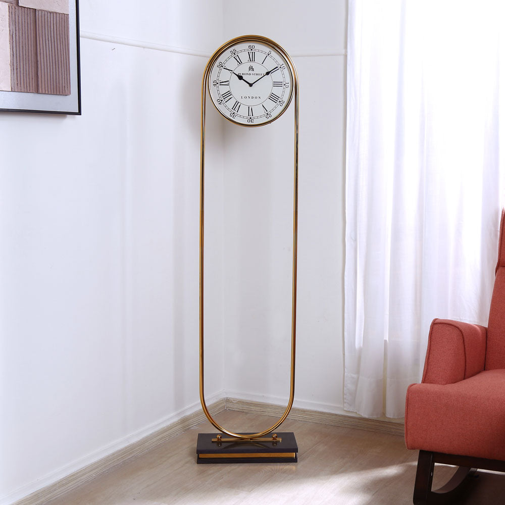 Arch With Base Analog Floor Clock (Gold)